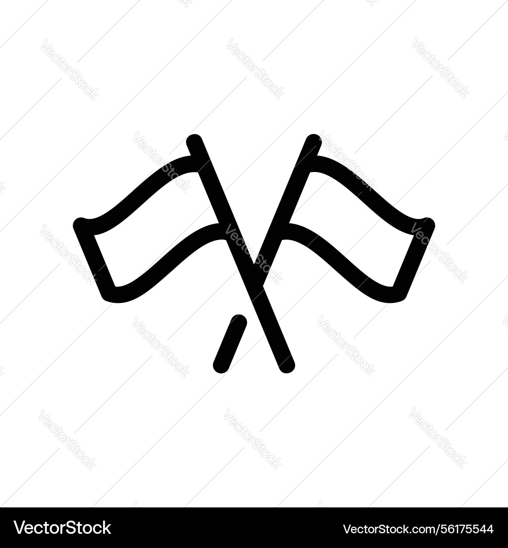 Outline two crossed waving flags representing Vector Image