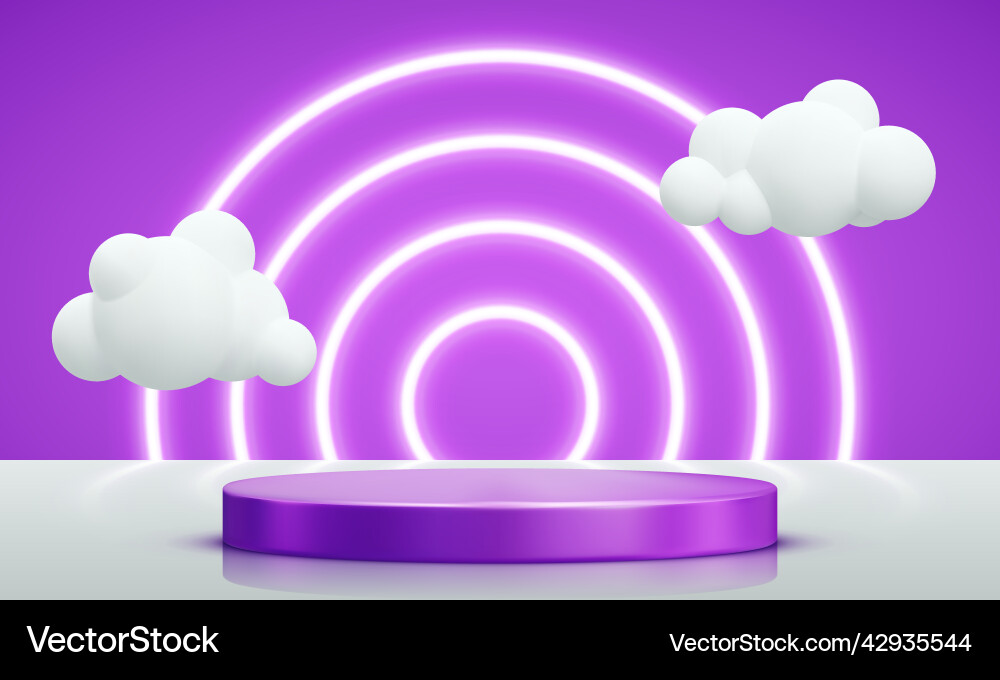 Purple podium decorated with lighting realistic Purple podium decorated with lighting realistic vector image