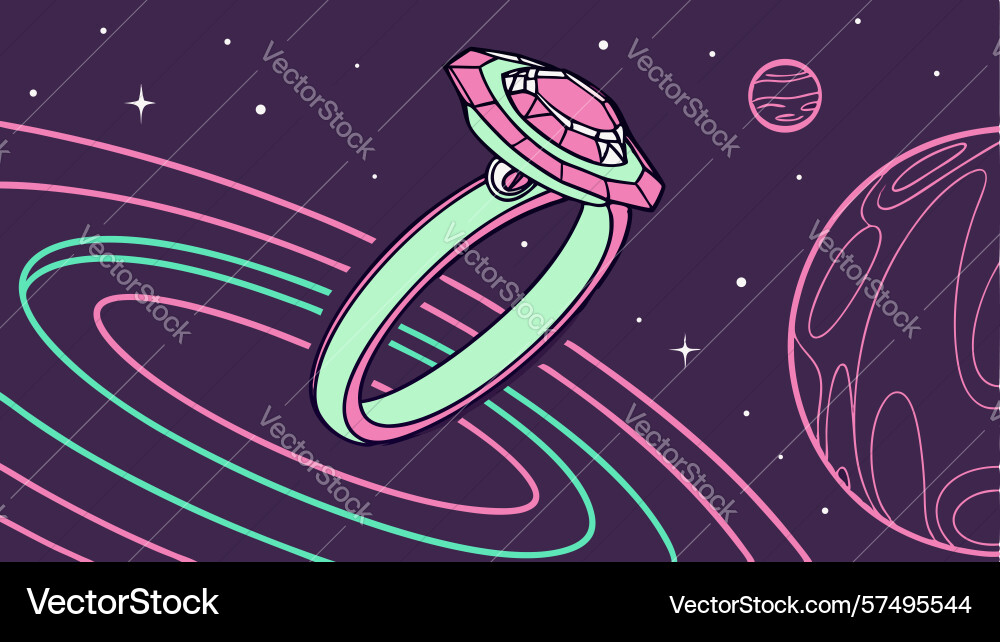 Ring with abstract orbiting elements design Vector Image