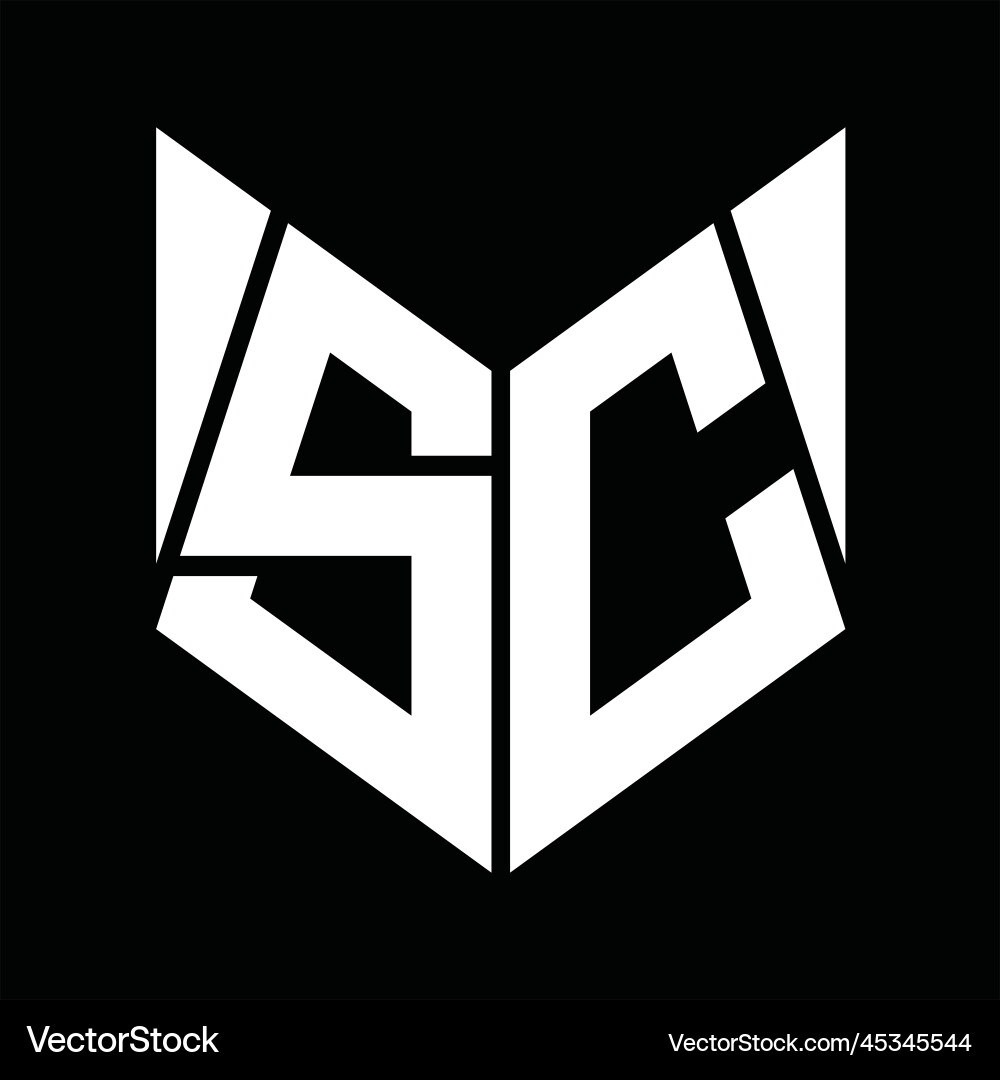 Sc logo monogram hexagon slice design template Vector Image