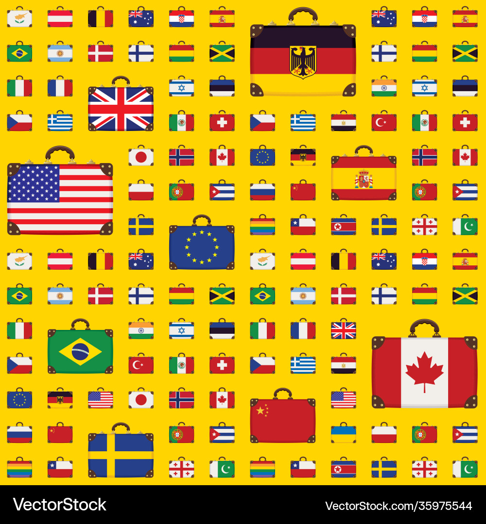 Seamless pattern with travel suitcases and flags Seamless pattern with travel suitcases and flags vector image