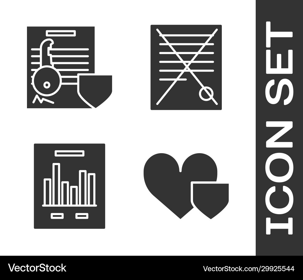 Set heart with shield document key Vector Image