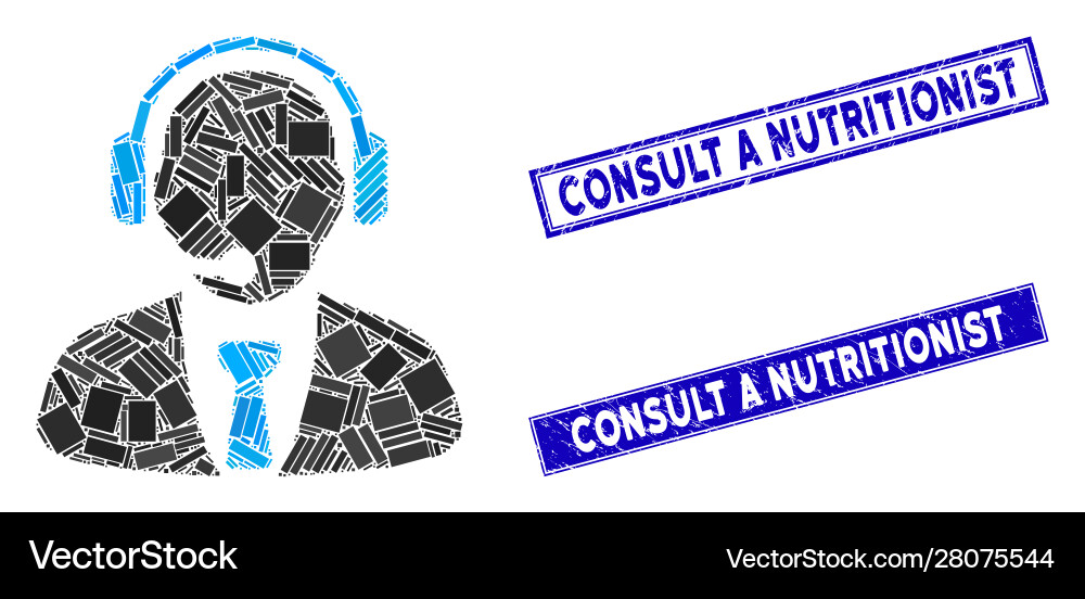 Support manager mosaic and scratched rectangle Vector Image