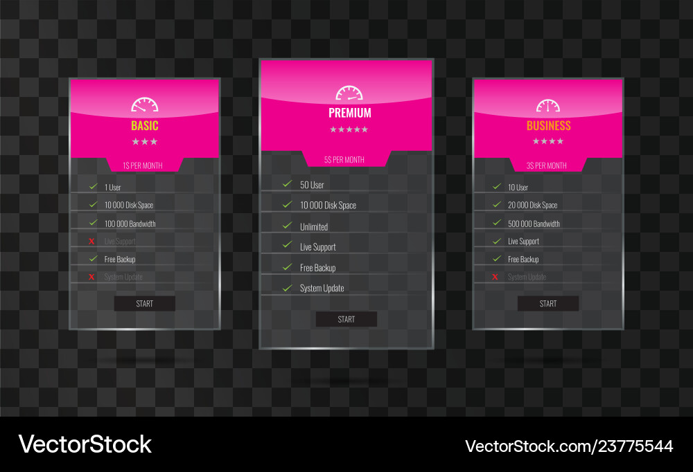 Trendy transparent price list and offer columns Trendy transparent price list and offer columns vector image