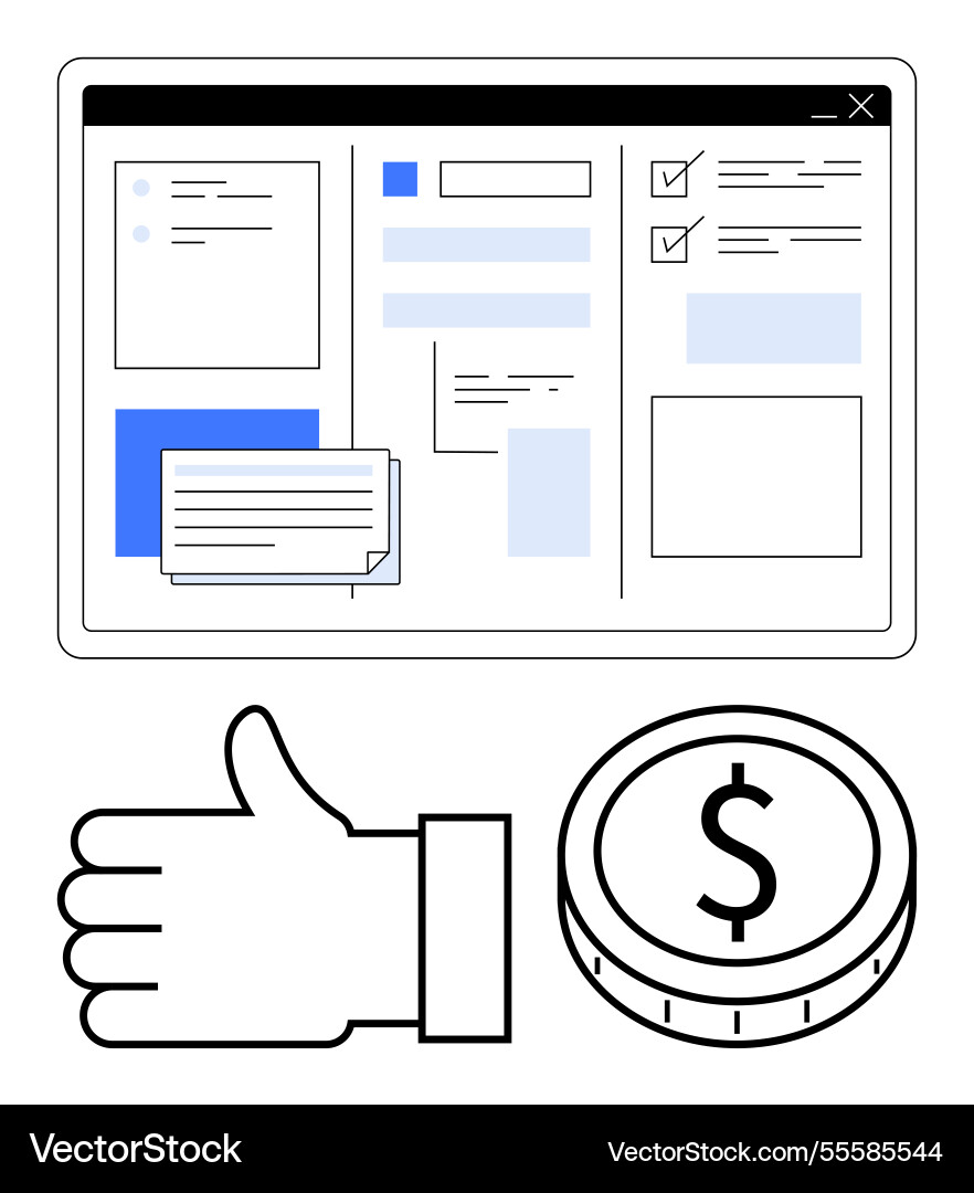 User interface with task management tools User interface with task management tools vector image