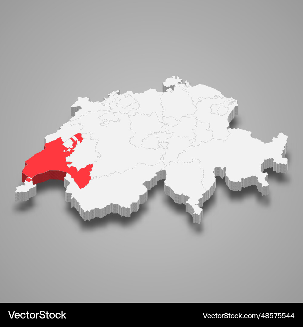 Vaud cantone location within switzerland 3d map Vector Image