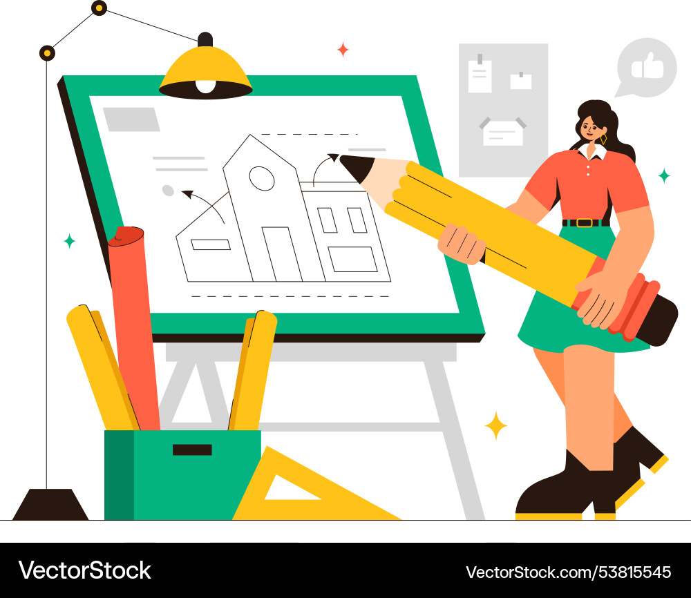 A drafting engineer or architect working vector image