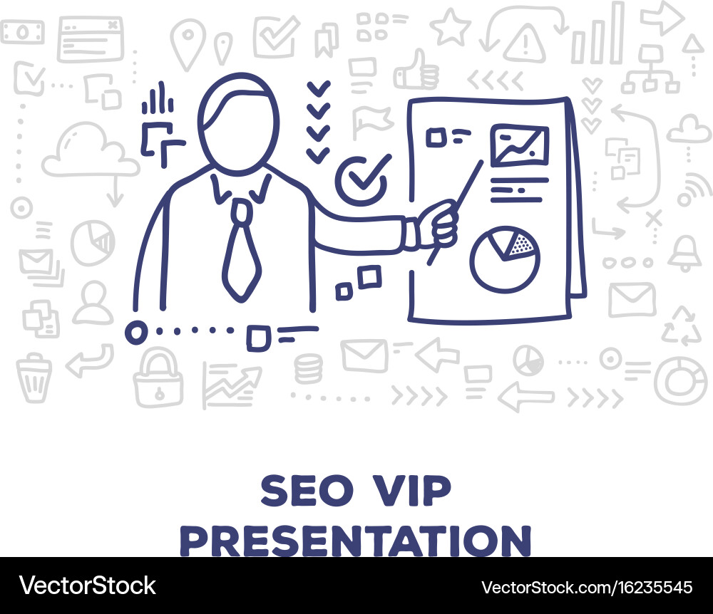 Creative of business man with document line icons Vector Image