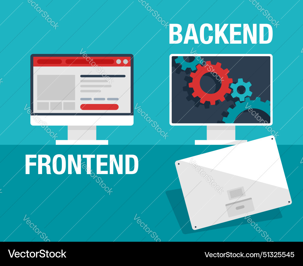 Frontend and backend behind the breech door Frontend and backend behind the breech door vector image