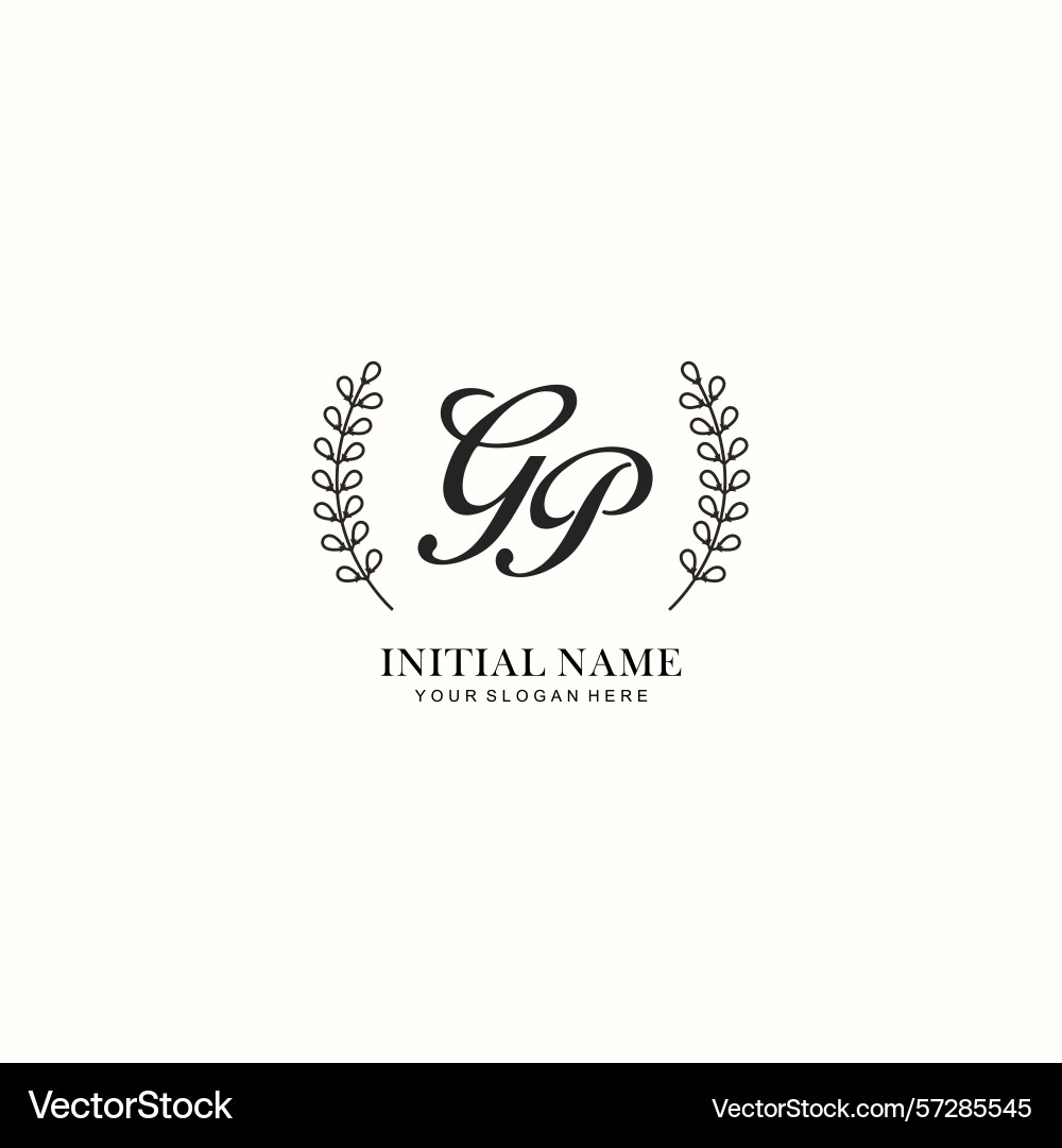 Gp initial logo templates with botanical elements Gp initial logo templates with botanical elements Vector Image