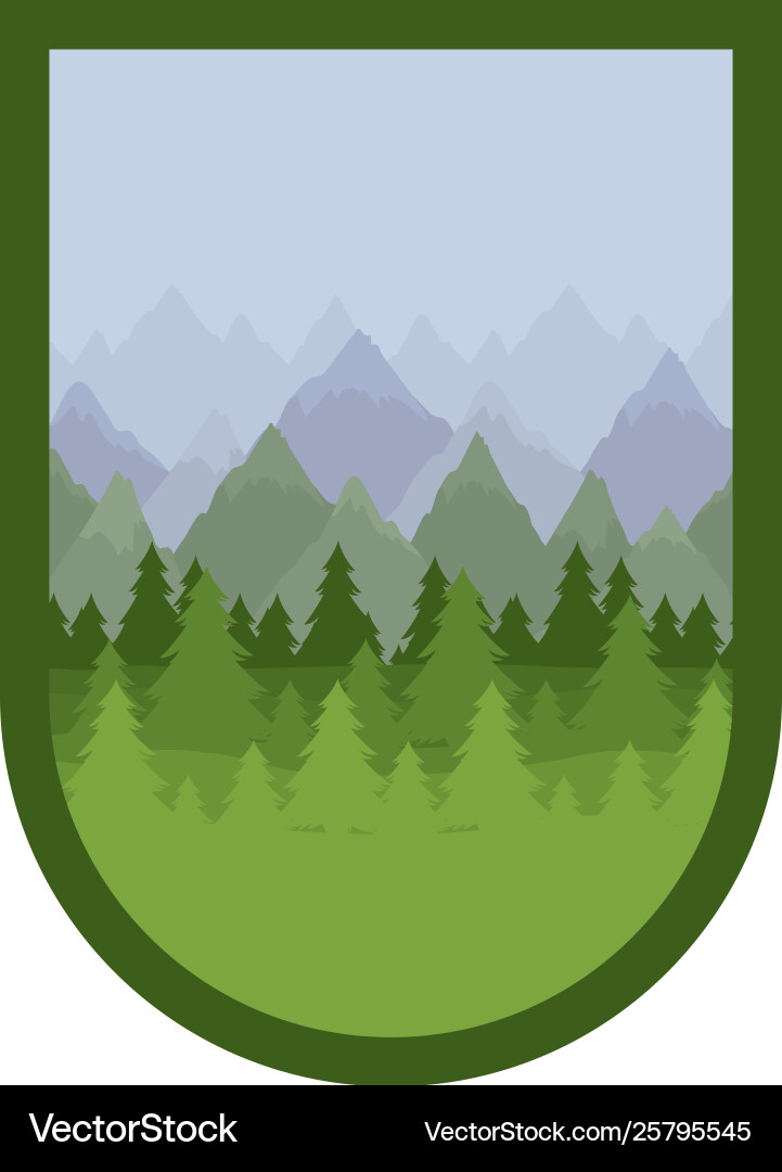 Isolated pine trees inside shield label design Vector Image