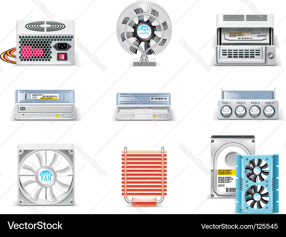 PC Component Icon Set vector image