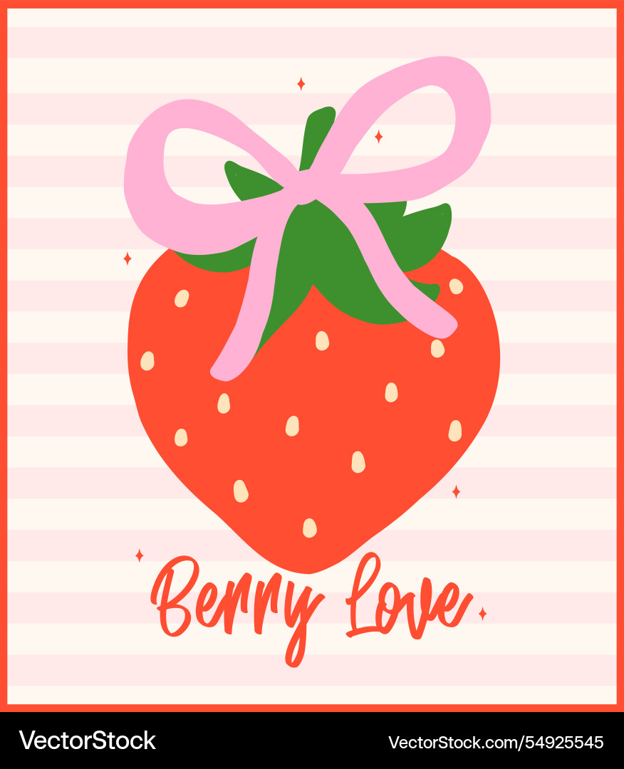 Retro Coquette Erdbeere rosa Schleife Beeren Retro Coquette Erdbeere rosa Schleife Beeren vektorbild