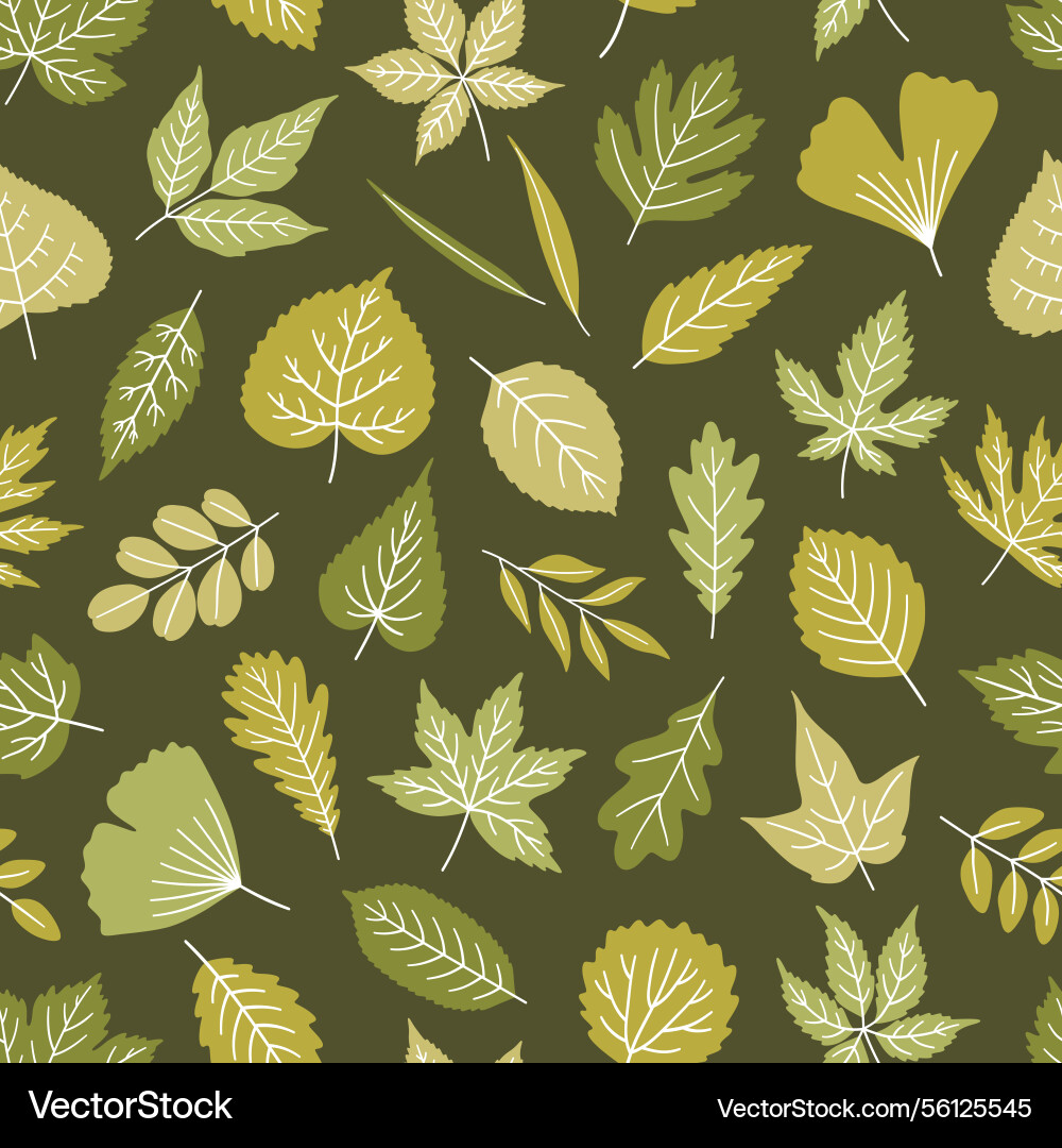 Seamless pattern with various spring leaves Seamless pattern with various spring leaves vector image