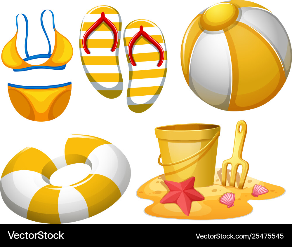 Set beach objects Vector Image