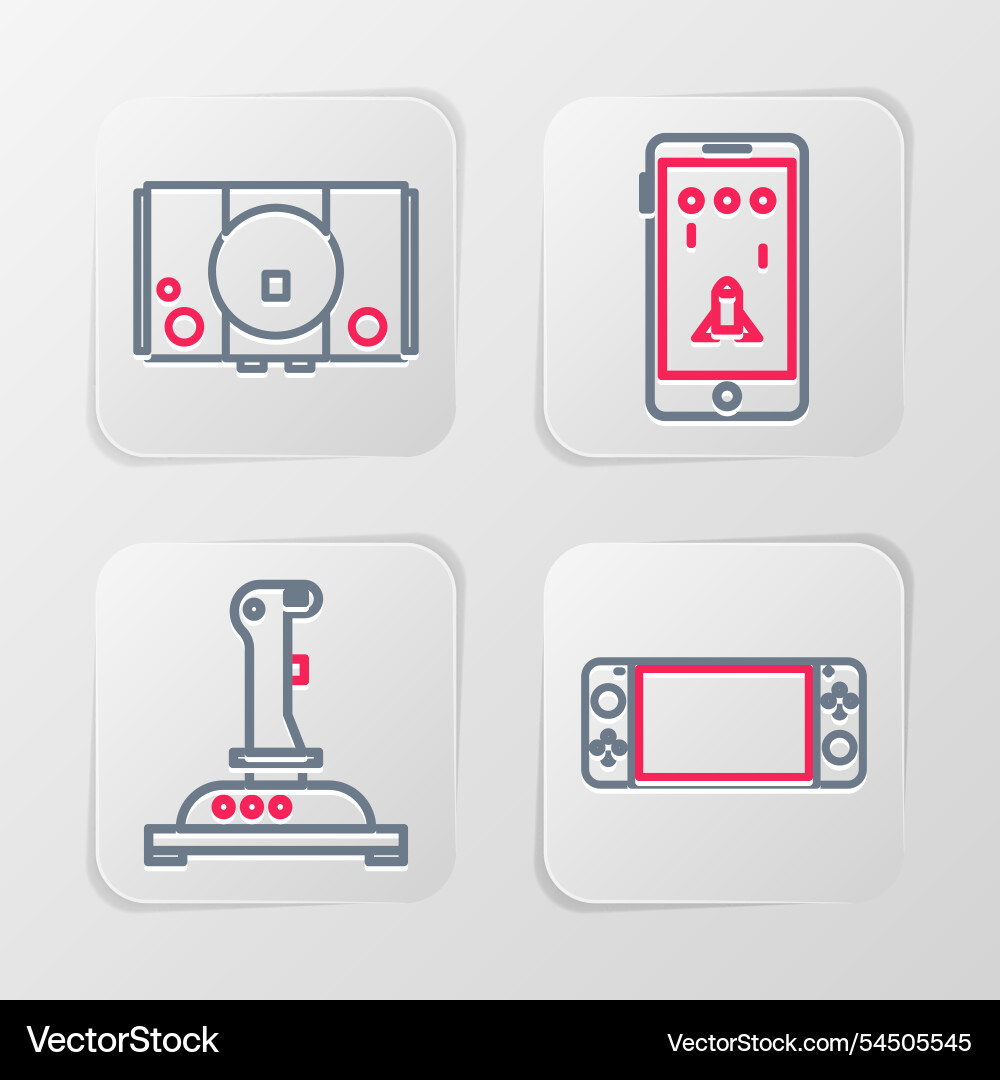 Set line portable video game console joystick Set line portable video game console joystick vector image