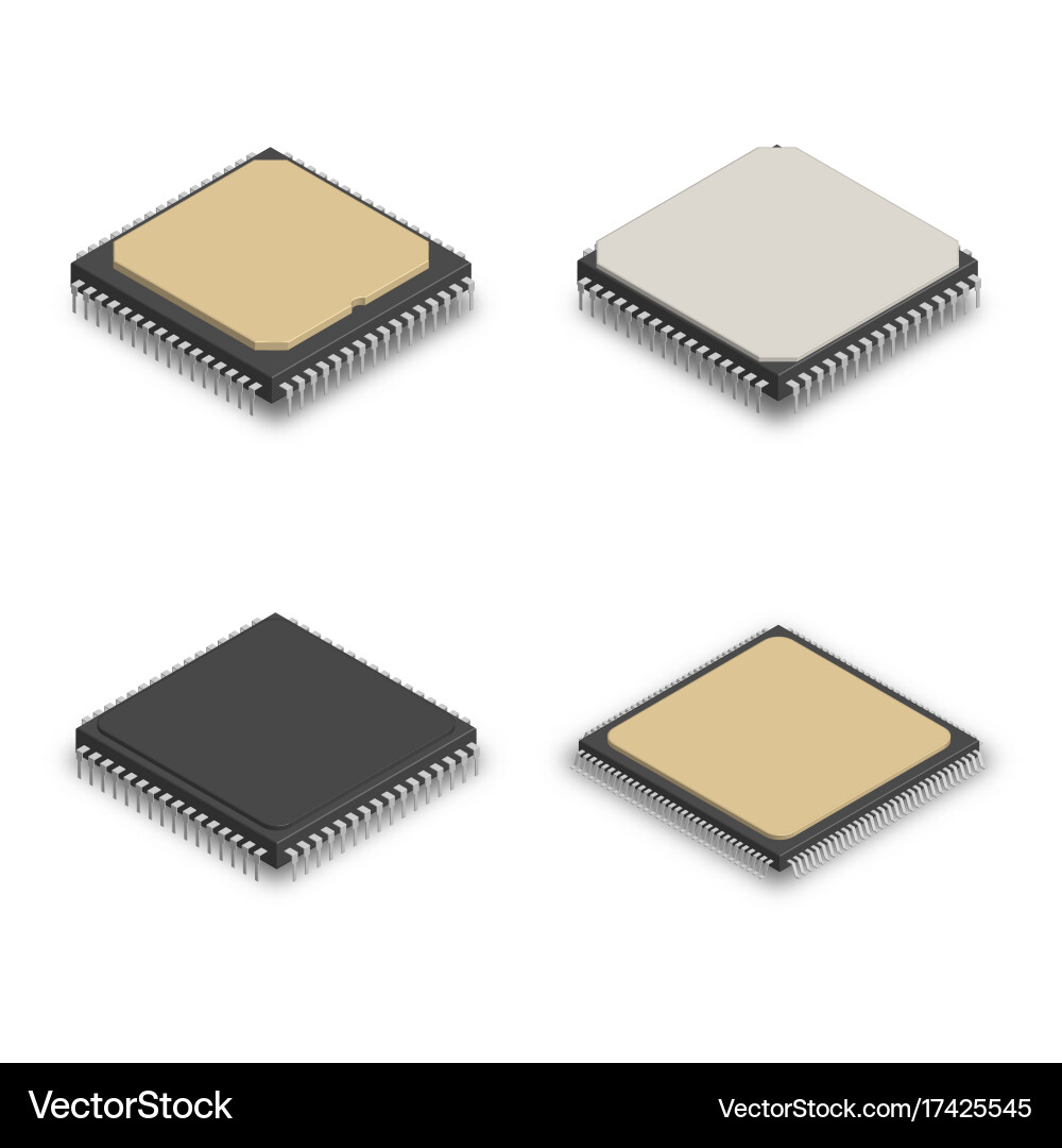 Set of different processors in 3d Vector Image