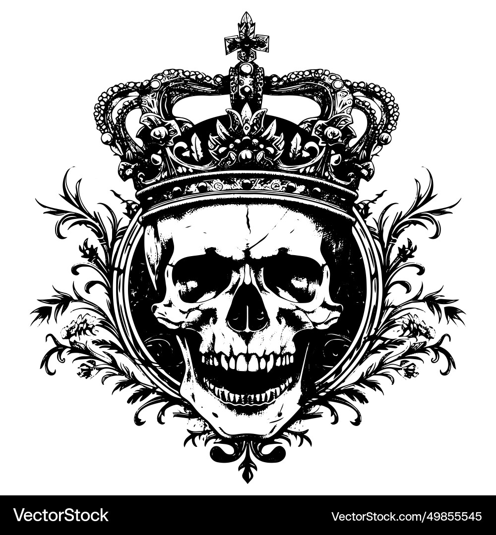 Skull with Crown Symbol Vector Image