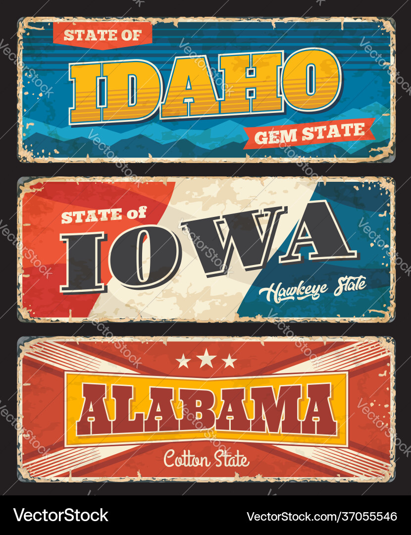 American states idaho iowa and alabama banners American states idaho iowa and alabama banners vector image