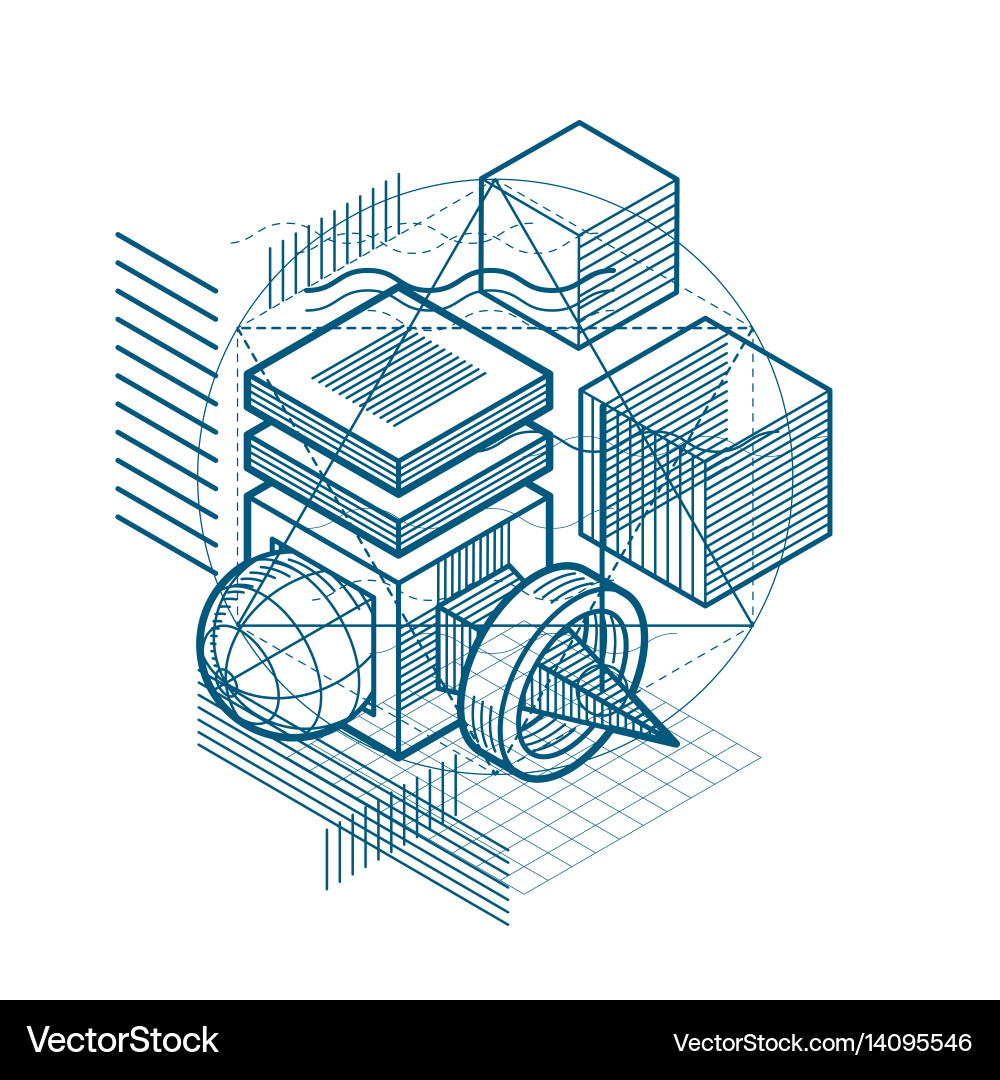 Background with abstract isometric lines Vector Image