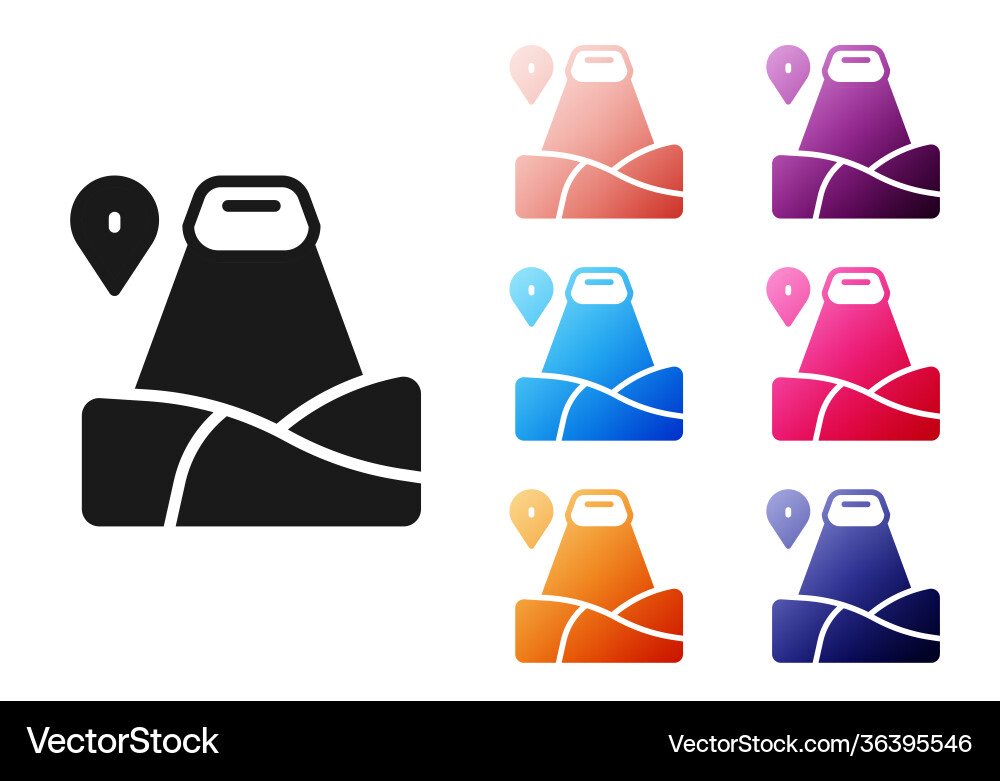 Black map pointer with mountain icon isolated Black map pointer with mountain icon isolated Vector Image