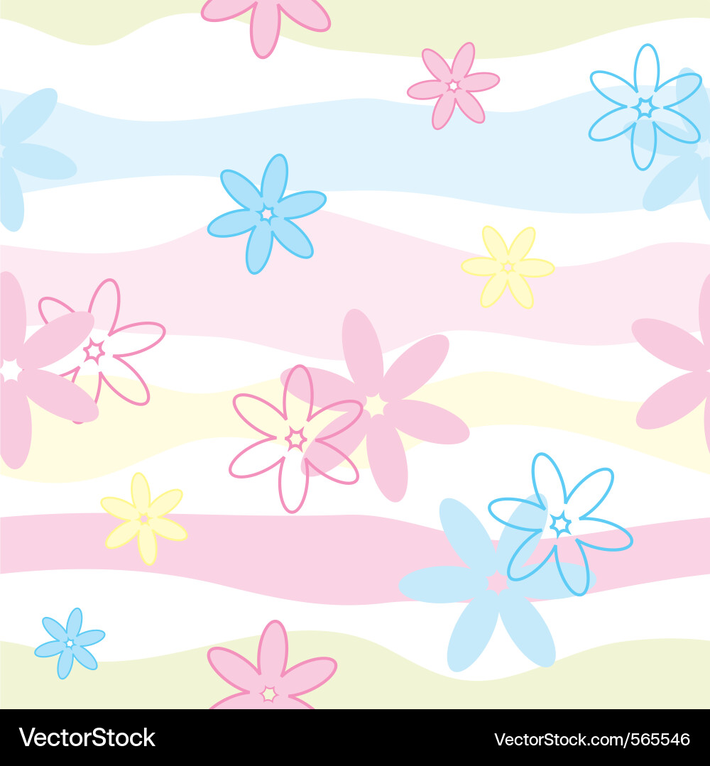 Cute Floral Stripes Pattern Vector Image