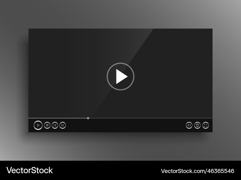 Dark video player with shiny silver buttons vector image