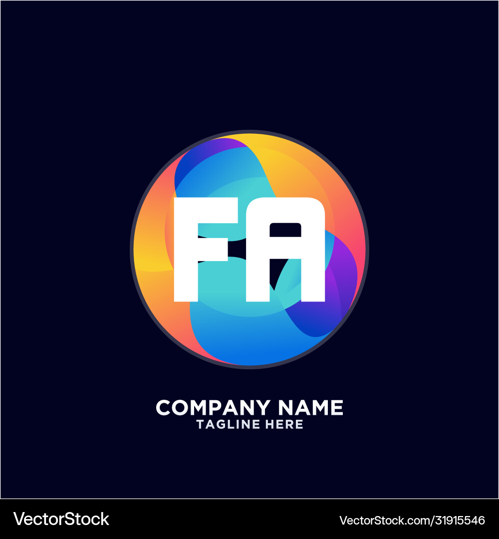 Fa initial logo with colorful circle template vector image