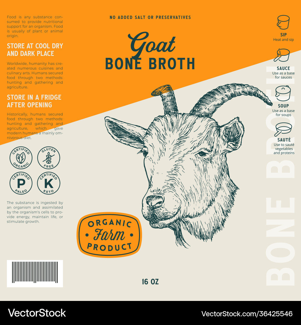 Goat bone broth label template abstract Goat bone broth label template abstract Vector Image