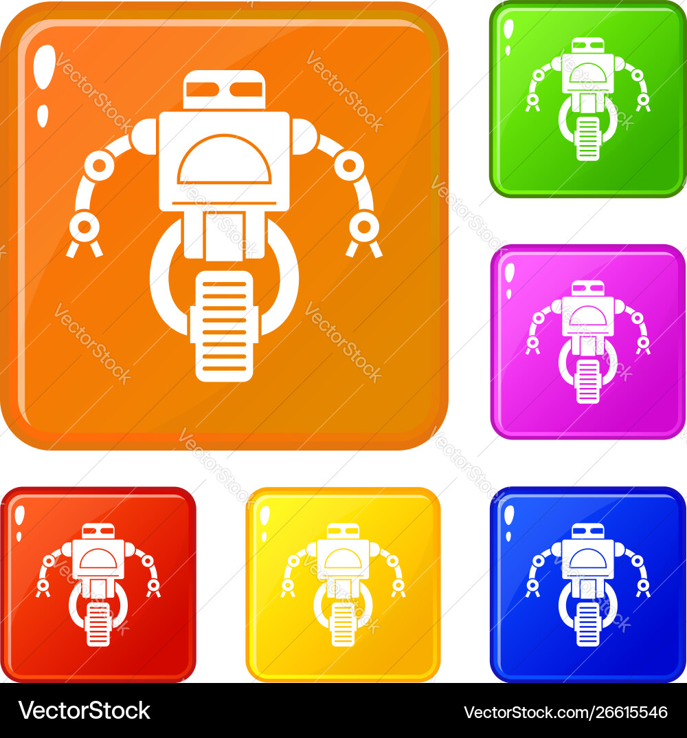 Machine robot icons set color Machine robot icons set color vector image