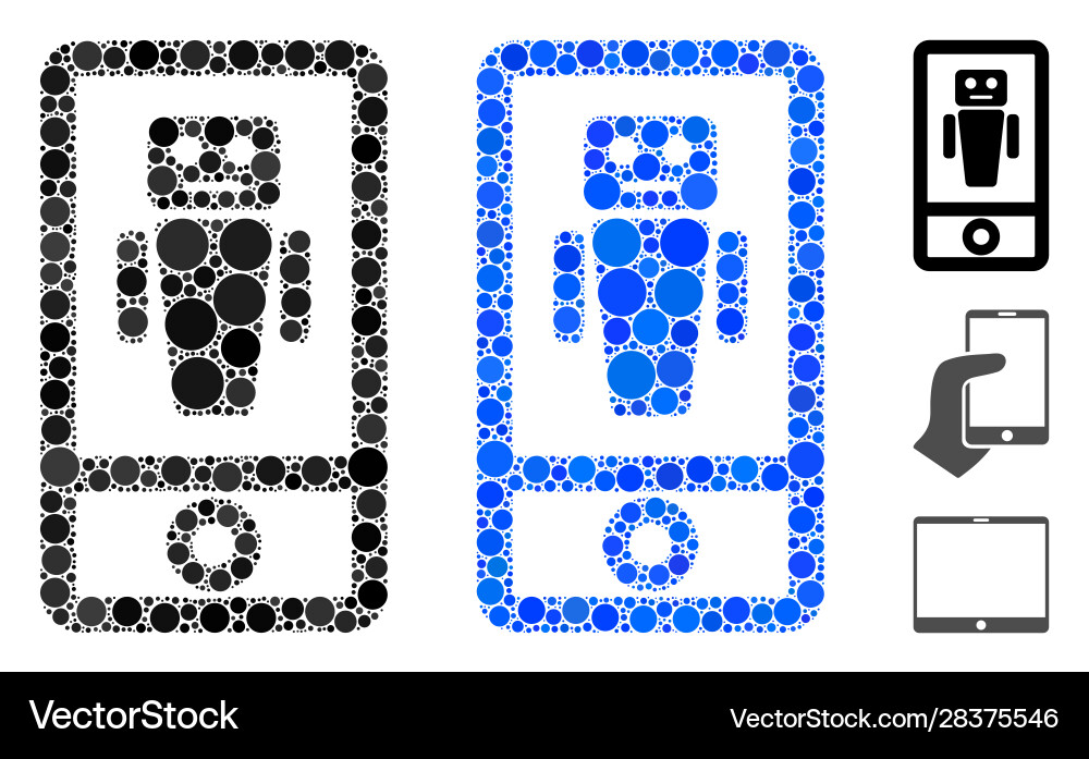 Robot communicator composition icon round dots Robot communicator composition icon round dots Vector Image