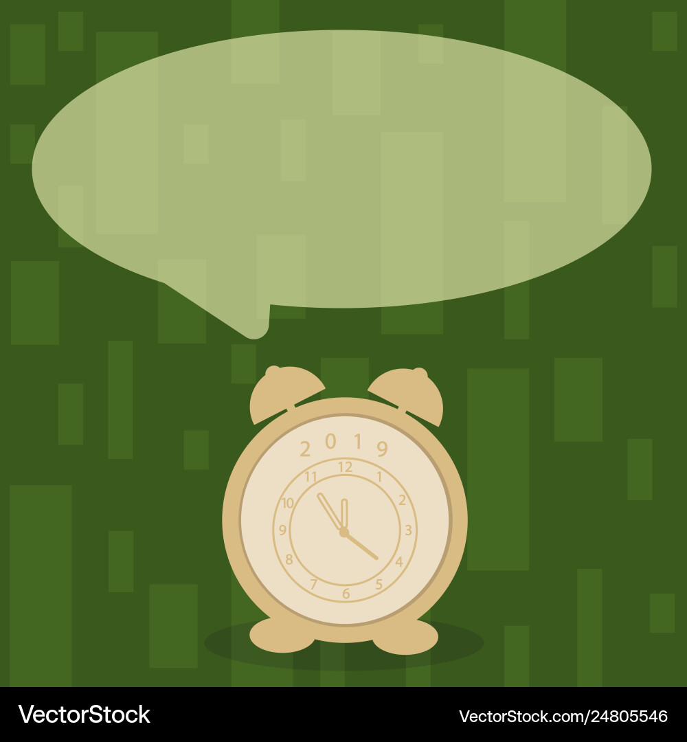 Round shape blank speech bubble and analog alarm Vector Image