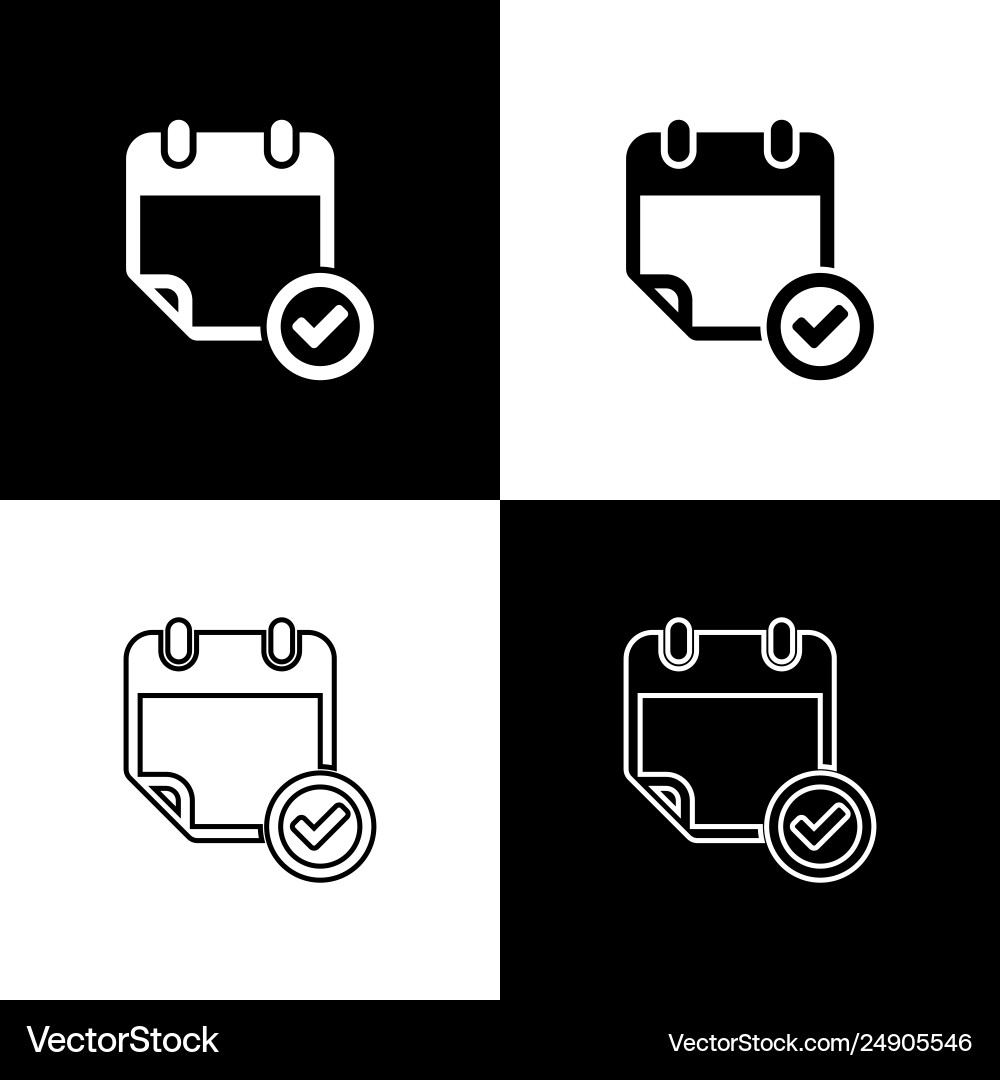 Set calendar with check mark icons isolated Vector Image