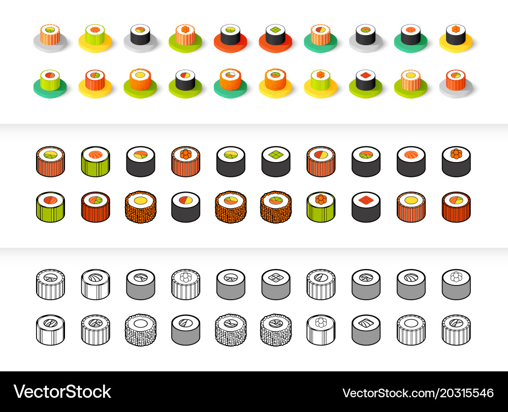 Set of icons in different style - isometric flat vector image