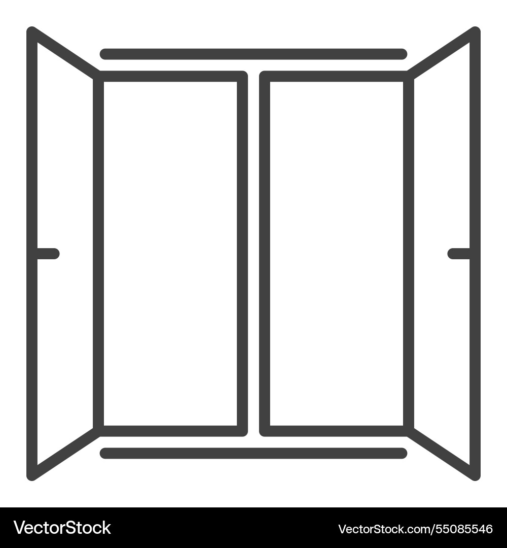 Wide open window simple clear portal outline icon vector image