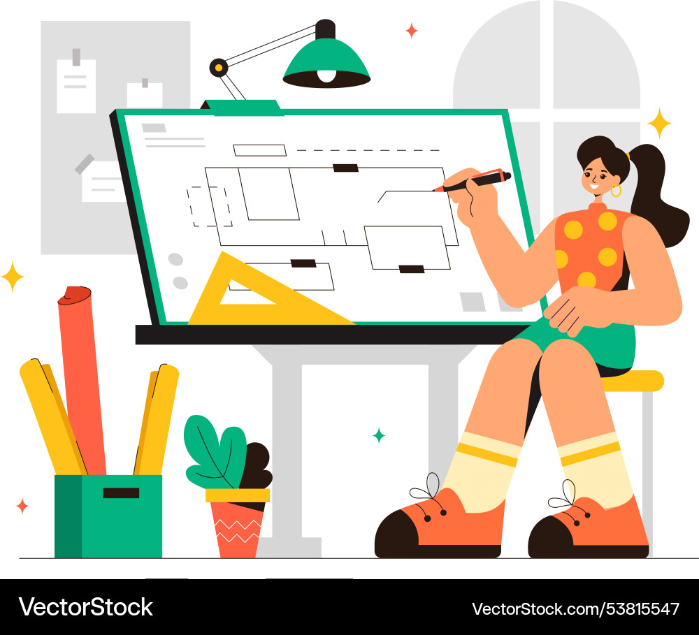 A drafting engineer or architect working vector image
