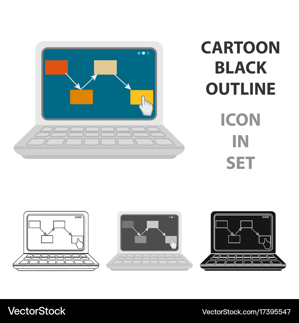 Computer with the scheme of moving goods Vector Image