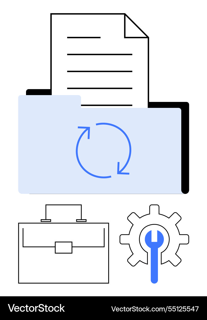 Document management with file folder refresh Document management with file folder refresh vector image