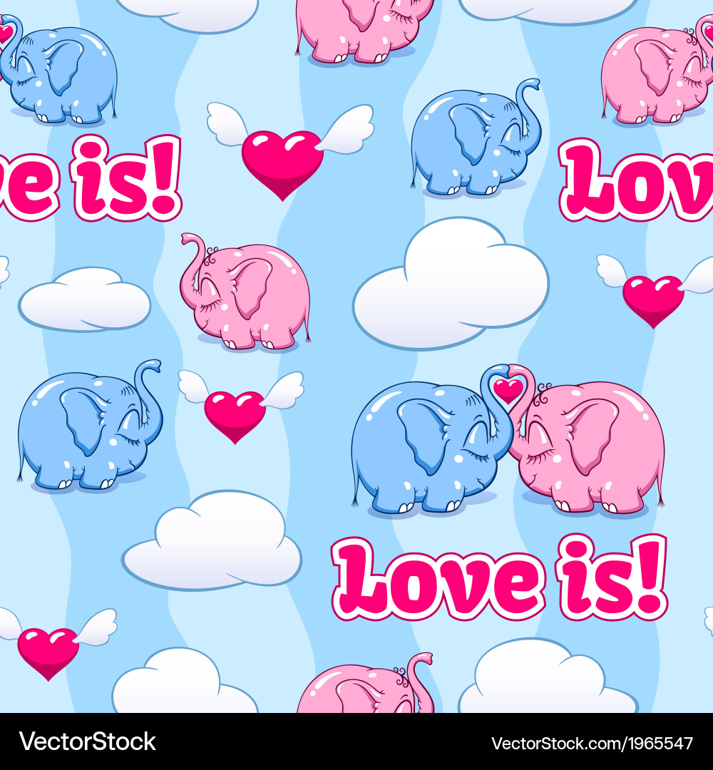 Enamored Elephant Pattern Vector Image
