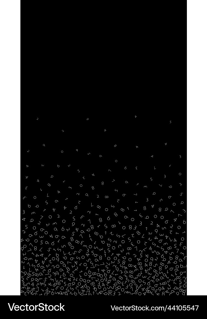 Falling numbers big data concept binary white Falling numbers big data concept binary white Vector Image