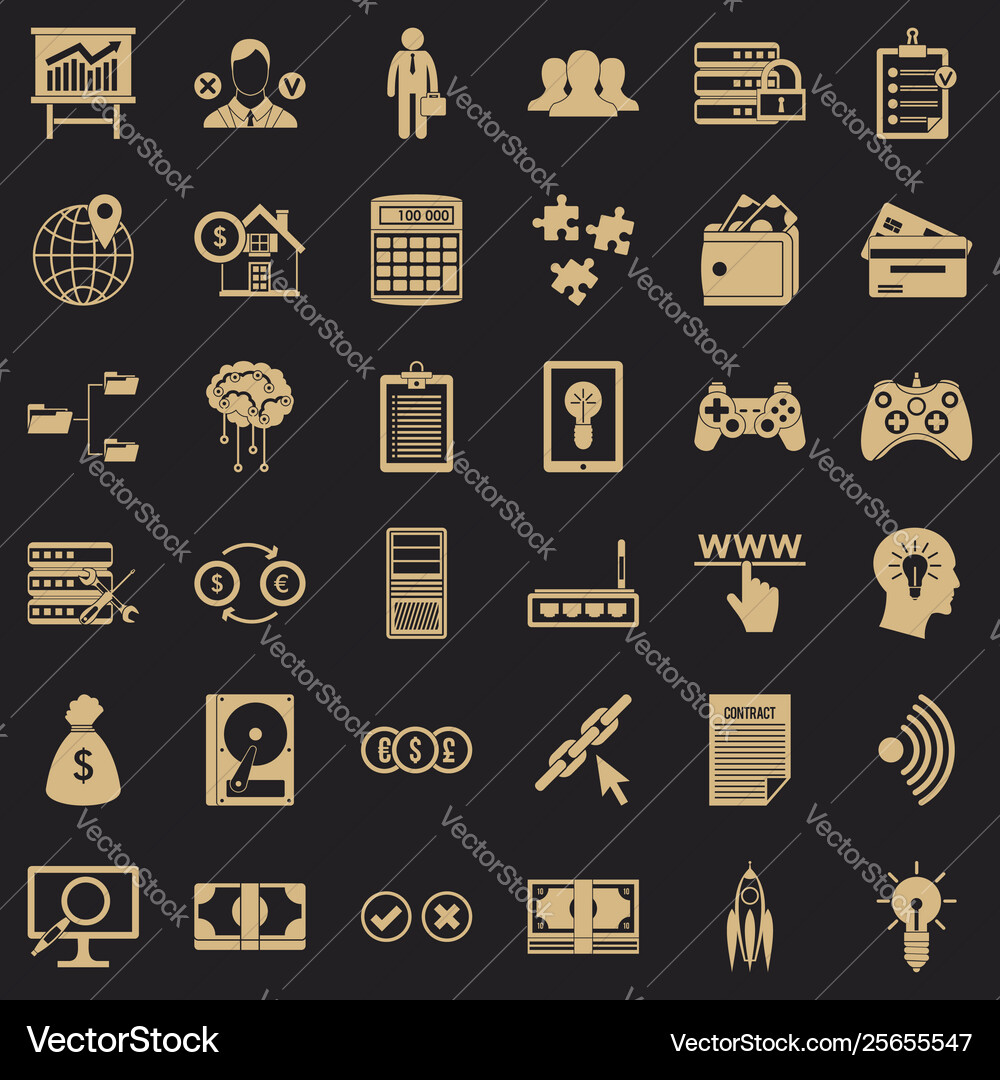 Internet business icons set simple style Internet business icons set simple style Vector Image