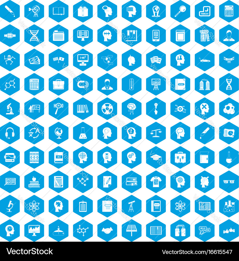 Knowledge Icon Set - Hexagonal vector image