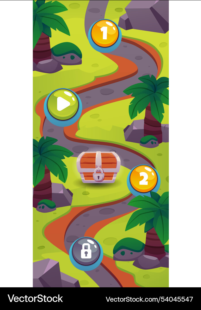 Map of game levels with a vertical image vector image