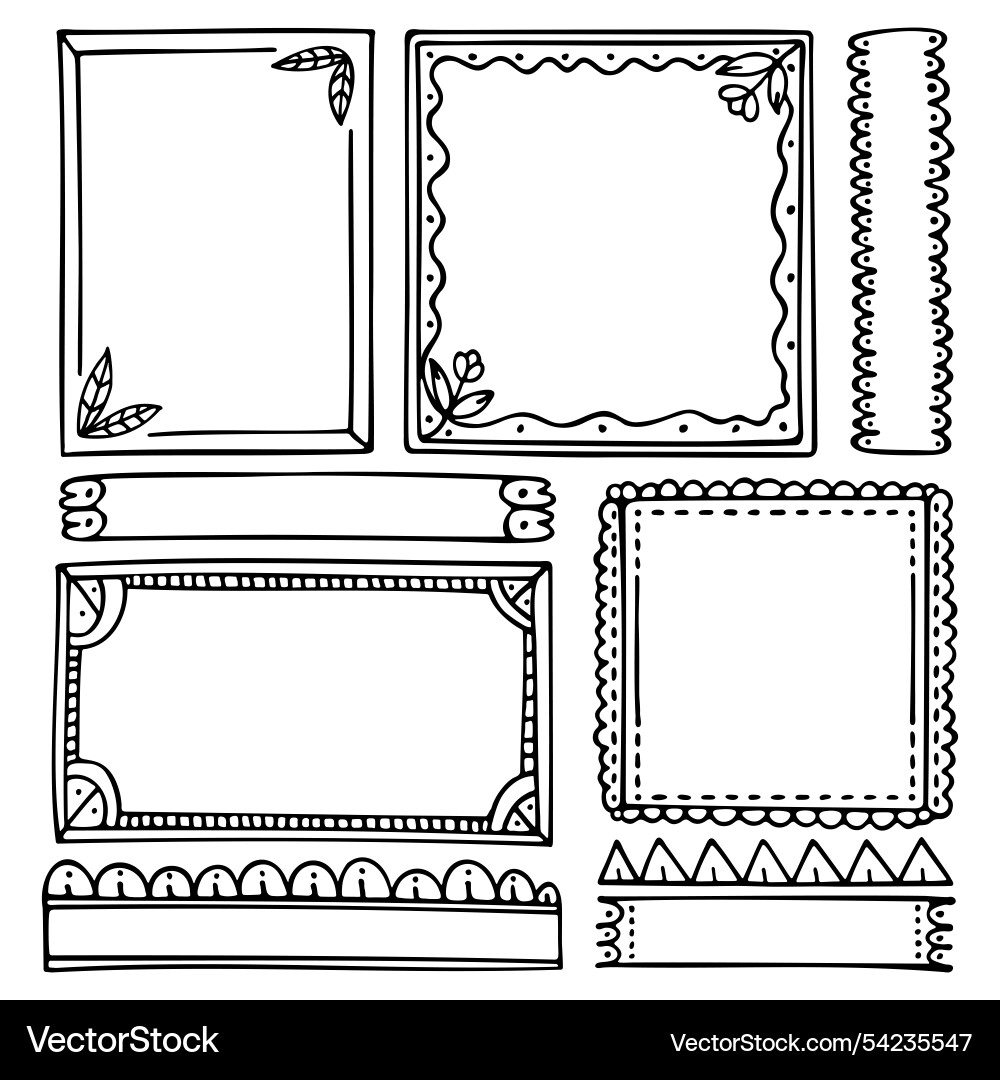 Set von handgezeichneten Doodle-Rahmen für Kugellager Set von handgezeichneten Doodle-Rahmen für Kugellager vektorbild