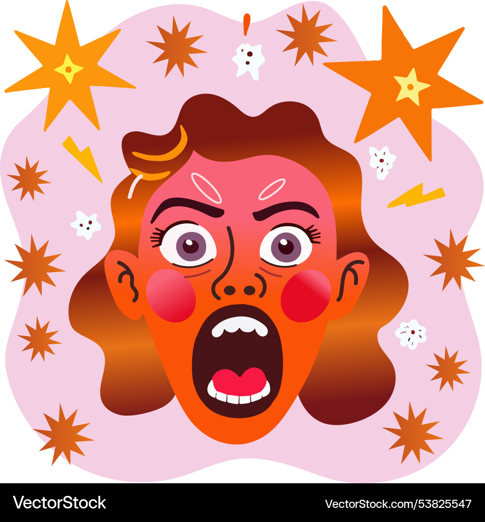 Shouting screaming reaction emotion expression Vector Image