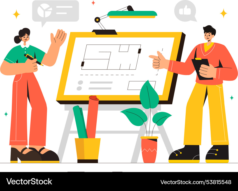 A drafting engineer or architect working vector image