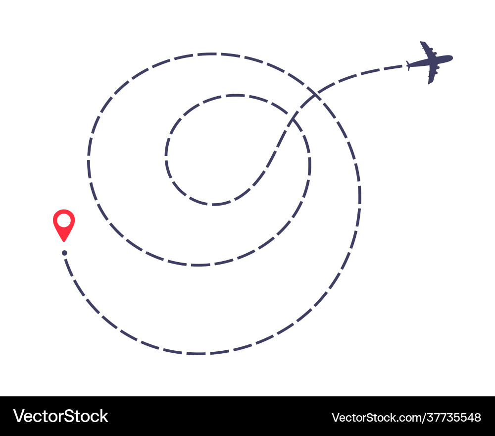 Airplane dashed line path flat style design Airplane dashed line path flat style design Vector Image