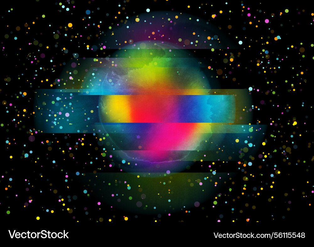 Colorful distorted circle and particles abstract Vector Image