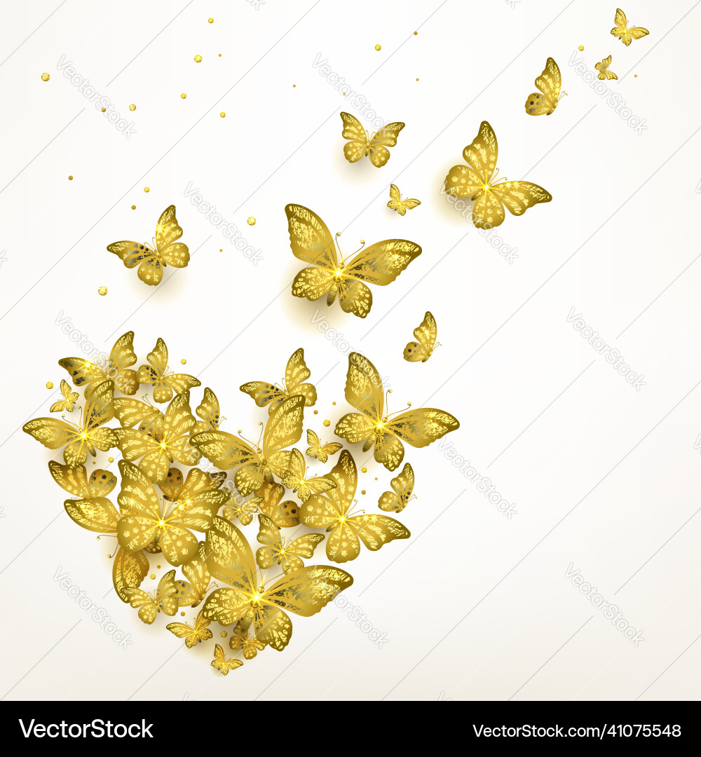 Dekorative goldene Schmetterlinge sitzen in einer Herde Dekorative goldene Schmetterlinge sitzen in einer Herde vektorbild