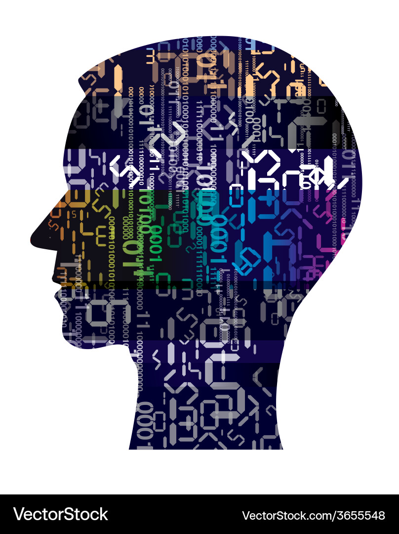 Digital Head with Numerical Code Vector Image